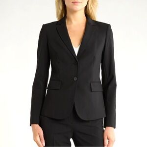 Theory Carissa Tailored Blazer In Stretch Virgin Wool Size 6 Black